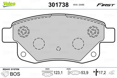 Brake Pad Set, disc brake VALEO 301738