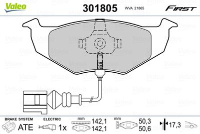 Brake Pad Set, disc brake VALEO 301805