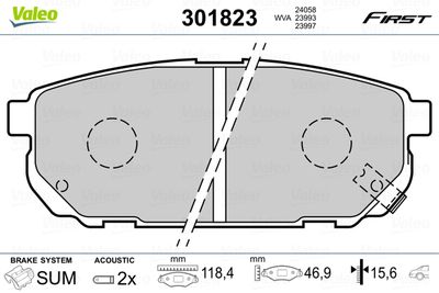 Brake Pad Set, disc brake VALEO 301823