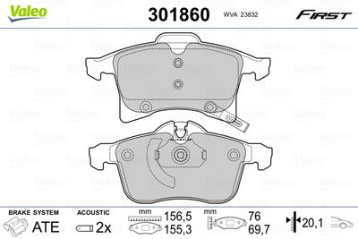 Brake Pad Set, disc brake VALEO 301860