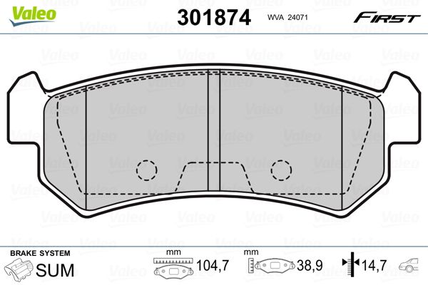 VALEO 301874 Brake Pad Set, disc brake