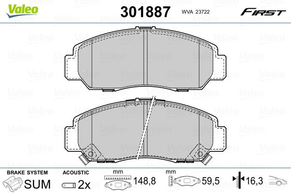 VALEO 301887 Brake Pad Set, disc brake