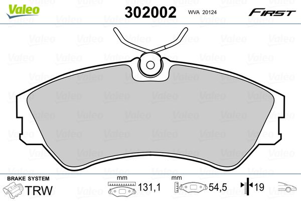 VALEO 302002 Brake Pad Set, disc brake