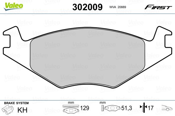 VALEO 302009 Brake Pad Set, disc brake