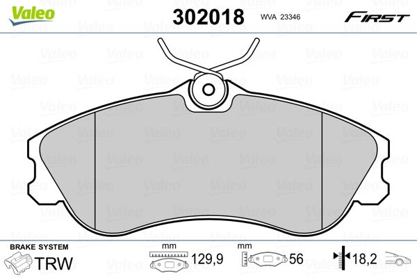 VALEO 302018 Brake Pad Set, disc brake