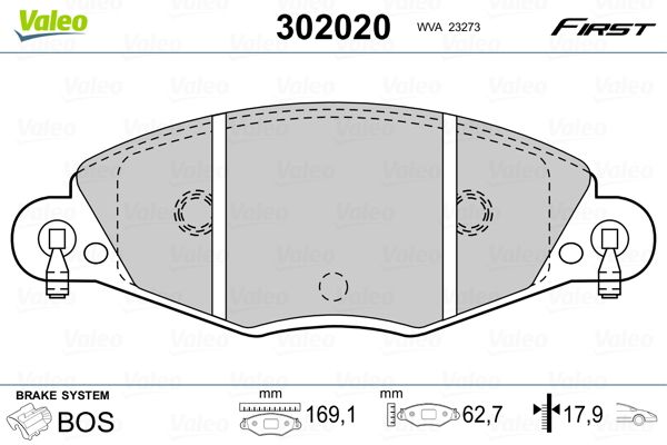 VALEO 302020 Brake Pad Set, disc brake