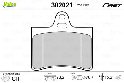 Brake Pad Set, disc brake VALEO 302021