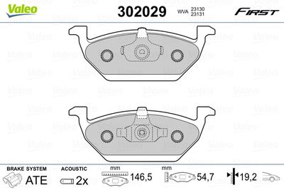 Brake Pad Set, disc brake VALEO 302029