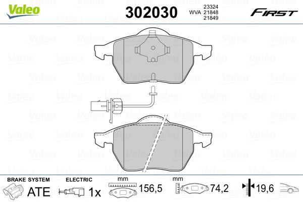 VALEO 302030 Brake Pad Set, disc brake