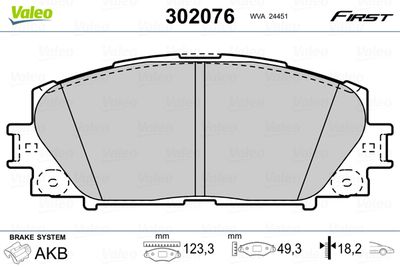 Brake Pad Set, disc brake VALEO 302076