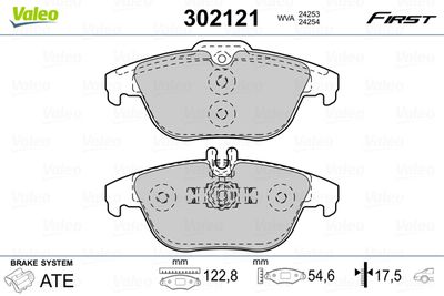 Brake Pad Set, disc brake VALEO 302121