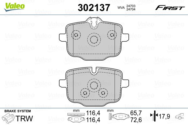 VALEO 302137 Brake Pad Set, disc brake