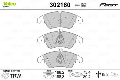 Brake Pad Set, disc brake VALEO 302160