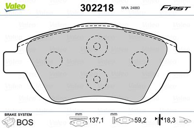 Brake Pad Set, disc brake VALEO 302218