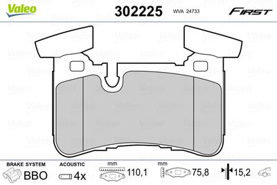 Brake Pad Set, disc brake VALEO 302225