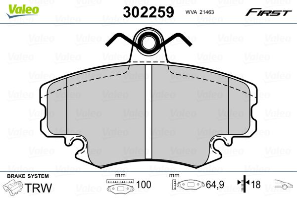 VALEO 302259 Brake Pad Set, disc brake