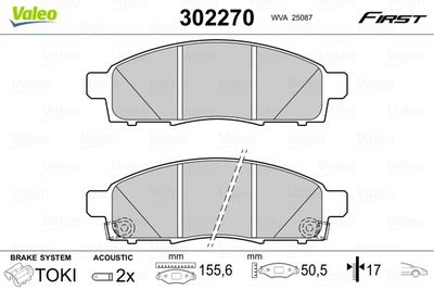 Brake Pad Set, disc brake VALEO 302270