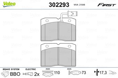 Brake Pad Set, disc brake VALEO 302293