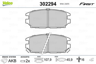 Brake Pad Set, disc brake VALEO 302294