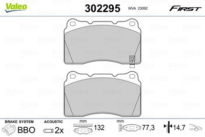 Brake Pad Set, disc brake VALEO 302295