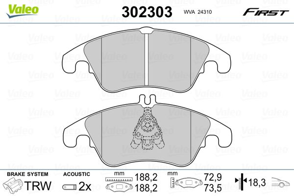 VALEO 302303 Brake Pad Set, disc brake