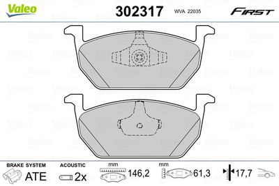 Brake Pad Set, disc brake VALEO 302317