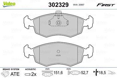 Brake Pad Set, disc brake VALEO 302329