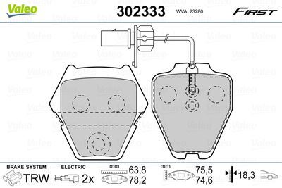 Brake Pad Set, disc brake VALEO 302333