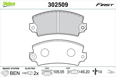 Brake Pad Set, disc brake VALEO 302509