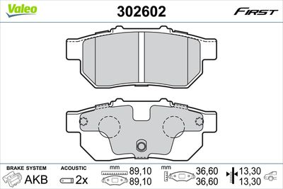 Brake Pad Set, disc brake VALEO 302602