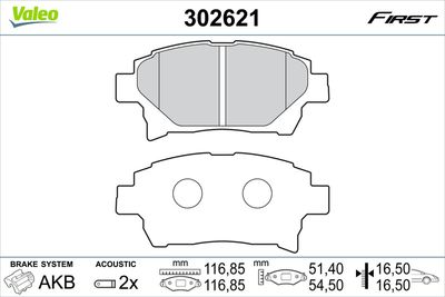 Brake Pad Set, disc brake VALEO 302621