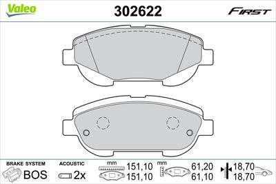 Brake Pad Set, disc brake VALEO 302622