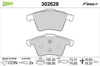 Brake Pad Set, disc brake VALEO 302628