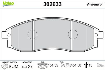 Brake Pad Set, disc brake VALEO 302633