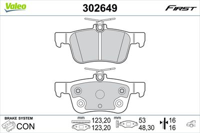 Brake Pad Set, disc brake VALEO 302649