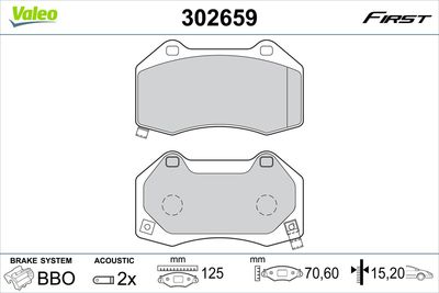 Brake Pad Set, disc brake VALEO 302659