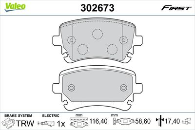 Brake Pad Set, disc brake VALEO 302673