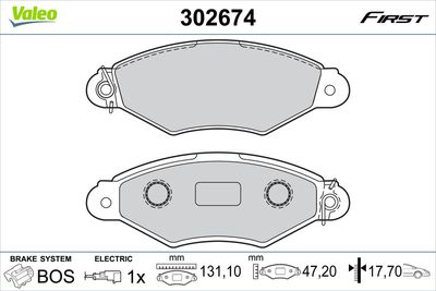 Brake Pad Set, disc brake VALEO 302674