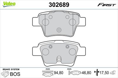 Brake Pad Set, disc brake VALEO 302689