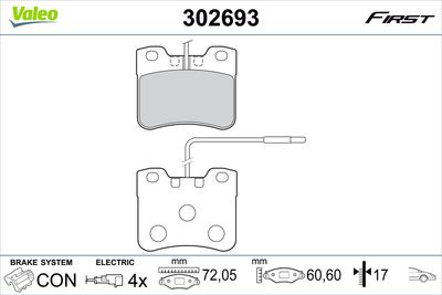 Brake Pad Set, disc brake VALEO 302693