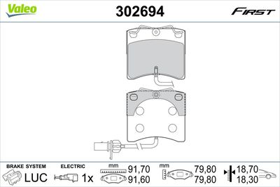 Brake Pad Set, disc brake VALEO 302694