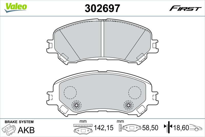 VALEO 302697 Brake Pad Set, disc brake