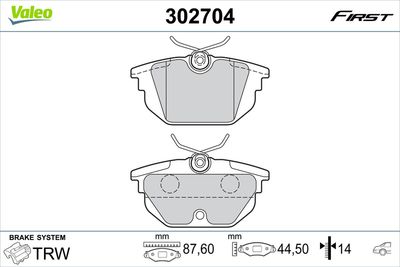 Brake Pad Set, disc brake VALEO 302704