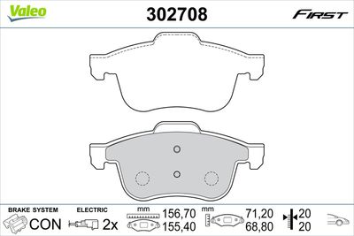 Brake Pad Set, disc brake VALEO 302708