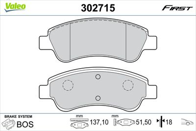 Brake Pad Set, disc brake VALEO 302715