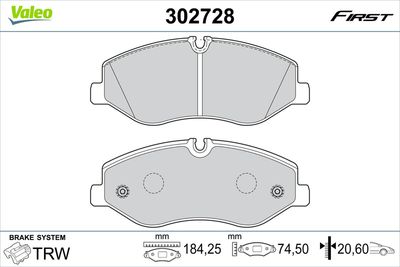 Brake Pad Set, disc brake VALEO 302728