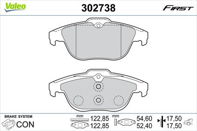 Brake Pad Set, disc brake VALEO 302738