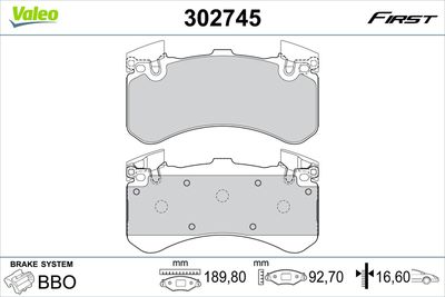 Brake Pad Set, disc brake VALEO 302745