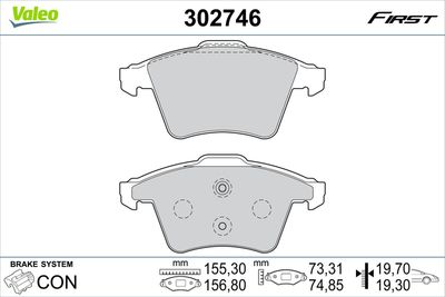 Brake Pad Set, disc brake VALEO 302746