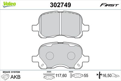 Brake Pad Set, disc brake VALEO 302749